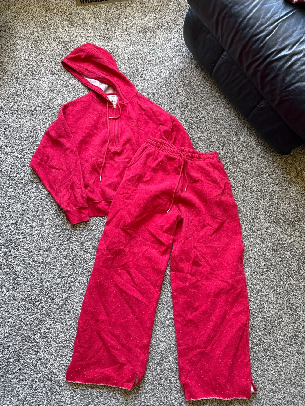 PINK Victoria's Secret Fuchsia Pink Hooded Sweatshirt & Lounge Pants Set
